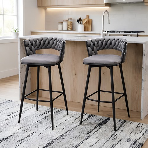 2pcs grey swivel bar stools - grey,